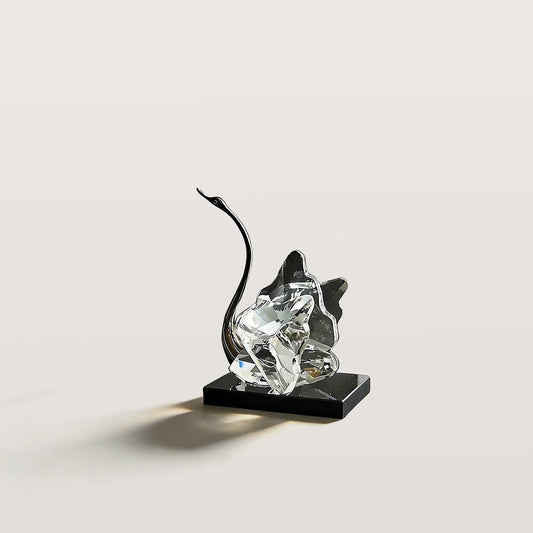 Crystal Swan Decor Light Luxury Sculpture with Black Base