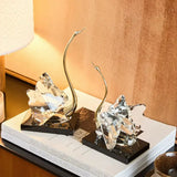 Crystal Swan Decor Light Luxury Sculpture with Black Base