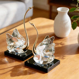 Crystal Swan Decor Light Luxury Sculpture with Black Base