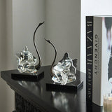 Crystal Swan Decor Light Luxury Sculpture with Black Base