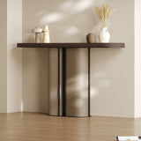 Oval Console Table Entryway Table with Imported Rock Slab Top