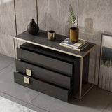 3-Drawer Cabinet Dresser with Polished Gold Metal Frame