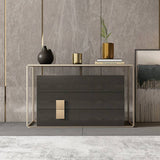 3-Drawer Cabinet Dresser with Polished Gold Metal Frame