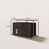 3-Drawer Cabinet Dresser with Polished Gold Metal Frame