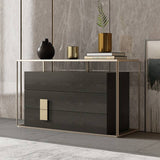 3-Drawer Cabinet Dresser with Polished Gold Metal Frame
