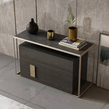 3-Drawer Cabinet Dresser with Polished Gold Metal Frame