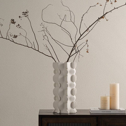 Sculptural Ceramic Vases with Wavy Texture for Home Decor