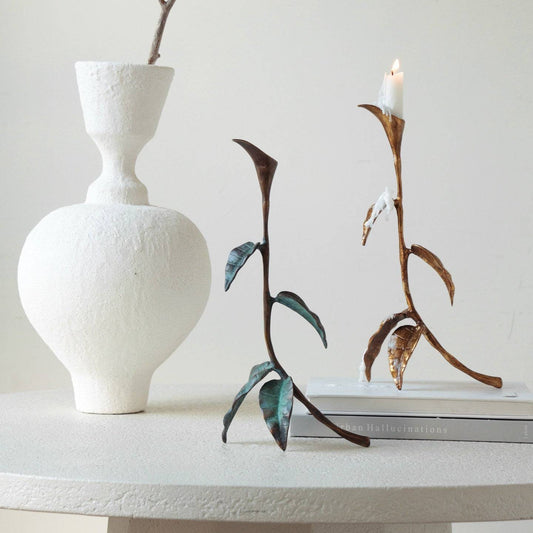 Sculptural Candle Holder Home Decor with Casting Copper Art