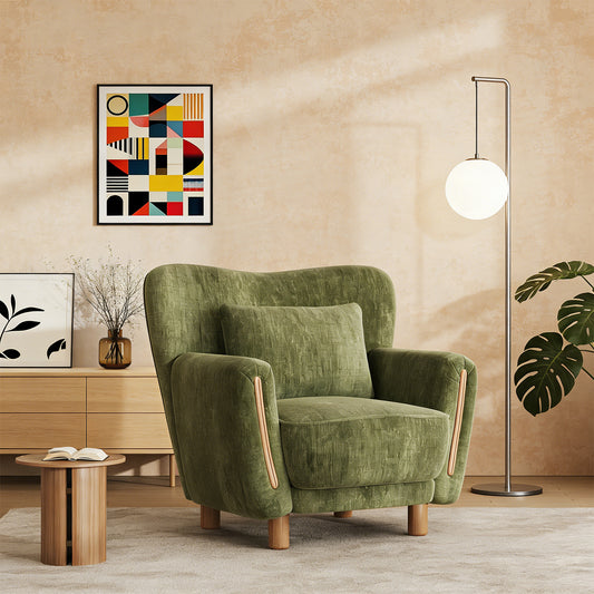 Modern Upholstered Armchair Lounge Chair with Wide Backrest