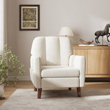 Cream Upholstered Armchair with Wood Legs for Living Room