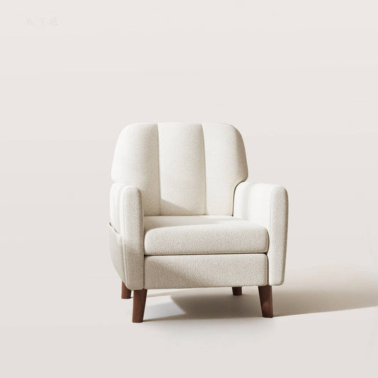 Cream Upholstered Armchair with Wood Legs for Living Room