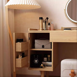 Fluted Makeup Vanity with LED Mirror & Upholstered Stool