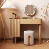 Fluted Makeup Vanity with LED Mirror & Upholstered Stool