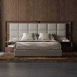 Modern Curved Nightstand with Rattan Woven Drawer