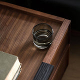 Mid-Century Nightstand with 2 Drawers&Floating Open Shelf