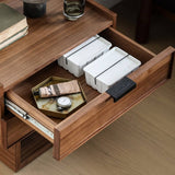 Mid-Century Nightstand with 2 Drawers&Floating Open Shelf