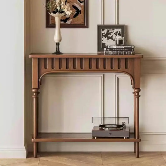 French Vintage Arch Entryway Table with Open Shelf