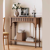 French Vintage Arch Entryway Table with Open Shelf