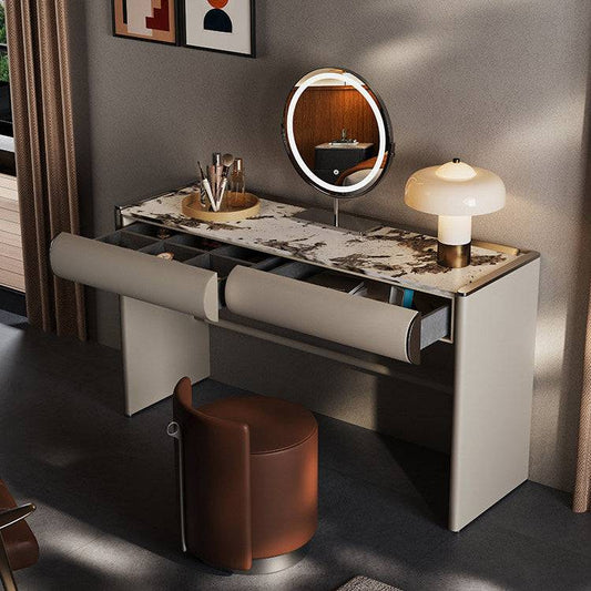 Modern Makeup Vanity with LED Lighted Mirror&Marble Top