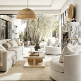 360° Swivel Chair Linen Upholstered Round Lounge Chair