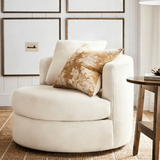 360° Swivel Chair Linen Upholstered Round Lounge Chair