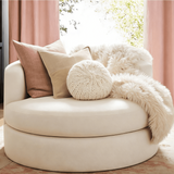 360° Swivel Chair Linen Upholstered Round Lounge Chair