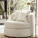 360° Swivel Chair Linen Upholstered Round Lounge Chair