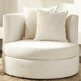 360° Swivel Chair Linen Upholstered Round Lounge Chair
