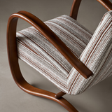 Striped Upholstered Lounge Chair with Curved Armrest Frame