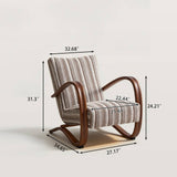 Striped Upholstered Lounge Chair with Curved Armrest Frame