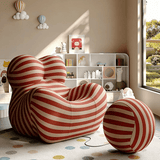 Modern Striped Lounge Chair with Ottoman for Living Room