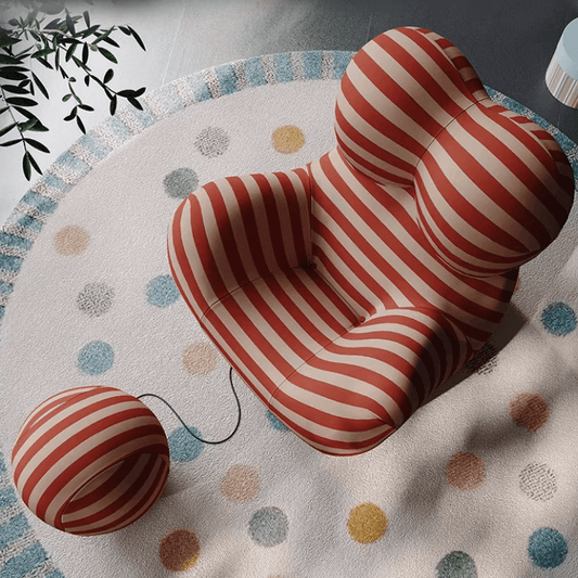 Modern Striped Lounge Chair with Ottoman for Living Room