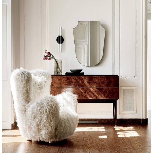 Cloud Fluff Sheepskin Accent Chair with Wood Base