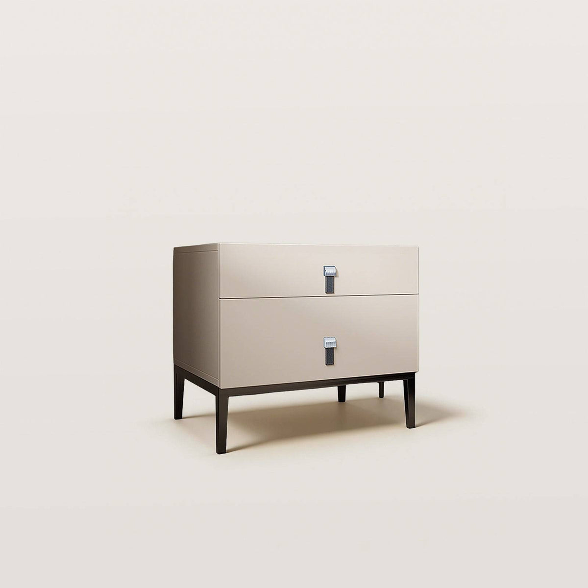 Modern 2-Drawer Nightstand with Metal Legs&Leather Handles