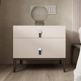 Modern 2-Drawer Nightstand with Metal Legs&Leather Handles