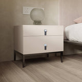Modern 2-Drawer Nightstand with Metal Legs&Leather Handles