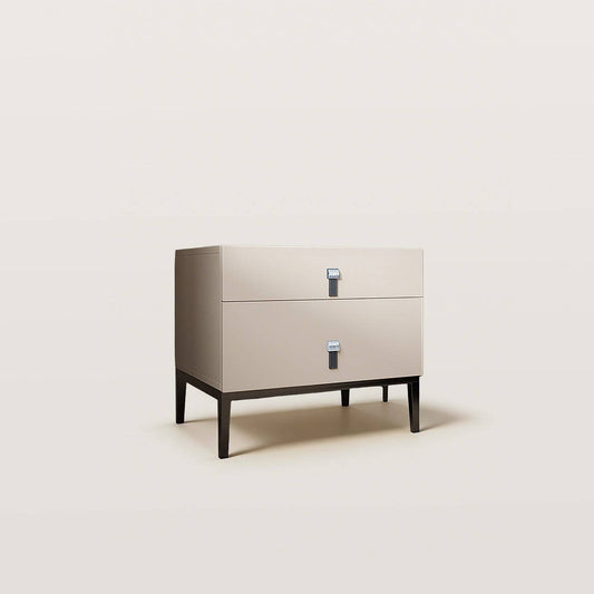 Modern 2-Drawer Nightstand with Metal Legs&Leather Handles