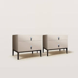 Modern 2-Drawer Nightstand with Metal Legs&Leather Handles