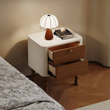 Mid-Century 2-Drawer Nightstand with Turned Legs& Brass Knob