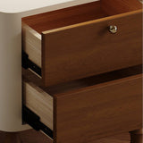 Mid-Century 2-Drawer Nightstand with Turned Legs& Brass Knob