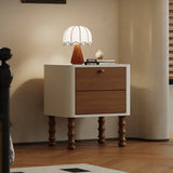 Mid-Century 2-Drawer Nightstand with Turned Legs& Brass Knob