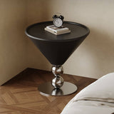 Cone-Shaped Side Table End Table with Polished Metal Base
