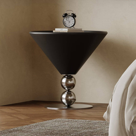 Cone-Shaped Side Table End Table with Polished Metal Base
