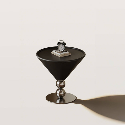 Cone-Shaped Side Table End Table with Polished Metal Base