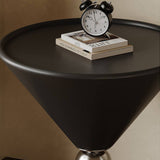 Cone-Shaped Side Table End Table with Polished Metal Base