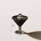 Cone-Shaped Side Table End Table with Polished Metal Base