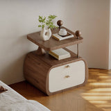 2-Drawer Nightstand with Floating Top&Brass Hardware