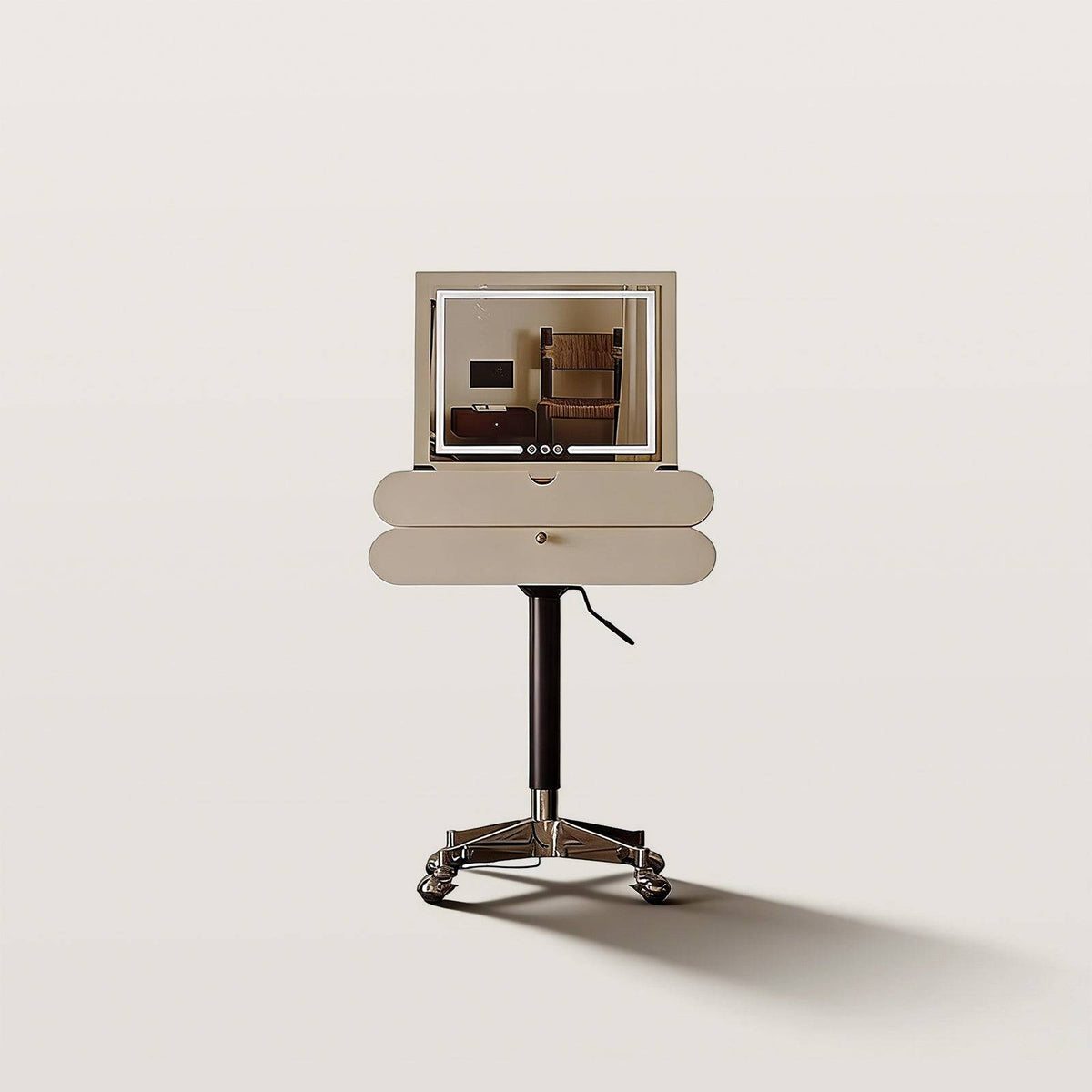 Height-Adjustable Makup Vanity Desk with Rolling Wheels