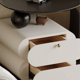 Modern Sculptural 2-Drawer Nightstand with Black Tray top