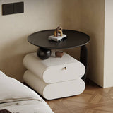 Modern Sculptural 2-Drawer Nightstand with Black Tray top